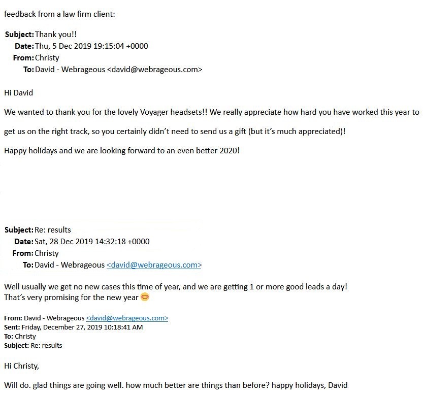 Feedback from a law firm client Feedback from a law firm client