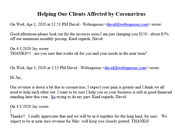 Helping Our Clients Affected by Coronavirus Helping Our Clients Affected by Coronavirus